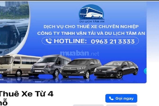 Công ty Du lịch Tâm An chuyên cho thuê xe du lịch