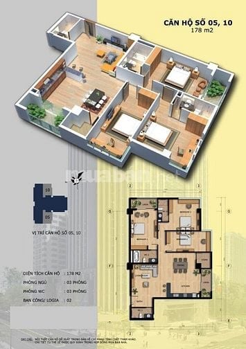Bán căn hộ Chợ Mơ - Căn góc, 3PN (2PN có vệ sinh khép kín), 3WC