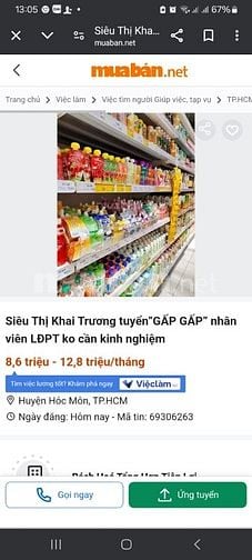 Cửa hàng cần tuyển vị trí tạp vụ ,đóng gói