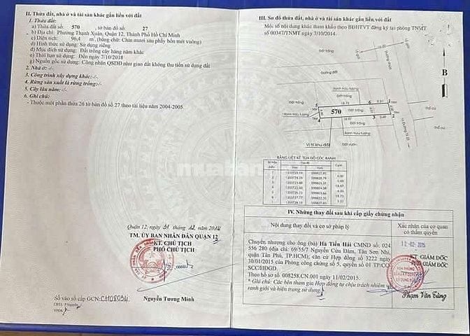 ĐẤT MẶT TIỀN  BA PHỤ . THẠNH XUÂN. Q.12