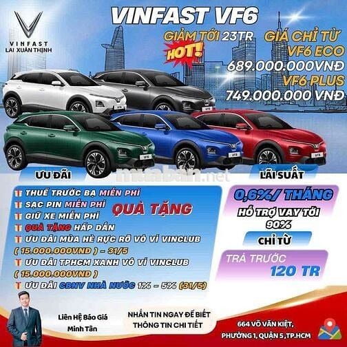 VinFast VF6 - lãi suất thấp/vay 90% - 🎁 PK hấp dẫn
