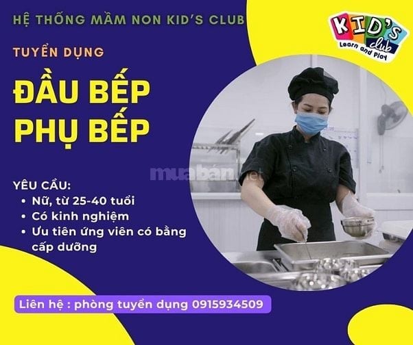 Tuyển dụng Đầu Bếp mầm non tại Tân Phú