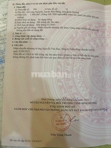 Tôi cần bán lô đất như trong sổ