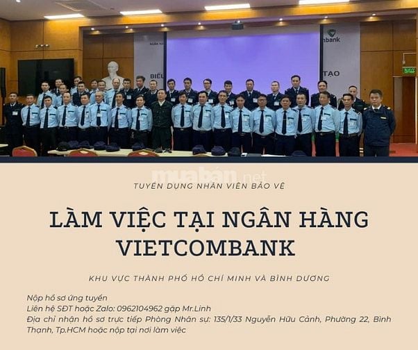 Tuyển Dụng Bảo Vệ Ngân Hàng Vietcombank Tp.Hồ Chí Minh và Bình Dương 