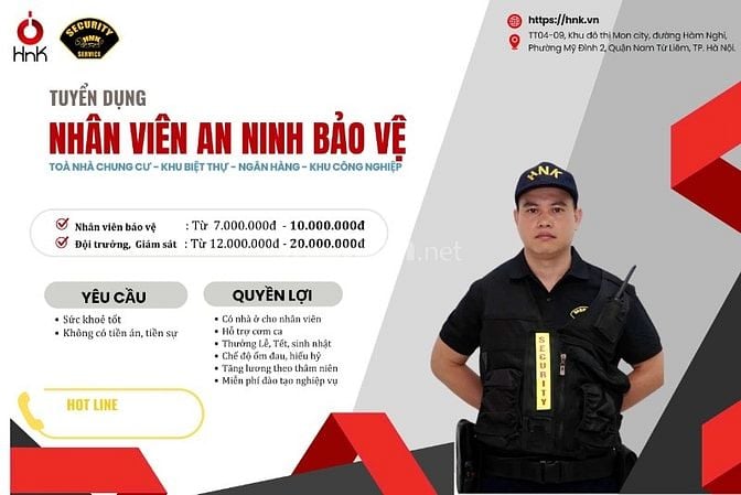 TUYỂN BẢO VỆ TÒA NHÀ - TRƯỜNG HỌC - KHU ĐÔ THỊ 