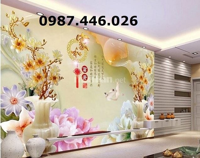 Tranh gạch men 3d ốp tường đẹp phòng khách