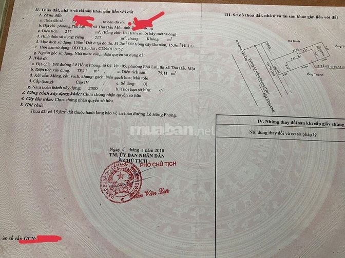 Bán đất mặt tiền 193  Lê Hồng Phong_Phú Lợi _ Thủ DầuMột 