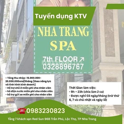 Nha Trang Spa cần tuyển dụng 05 KTV. 