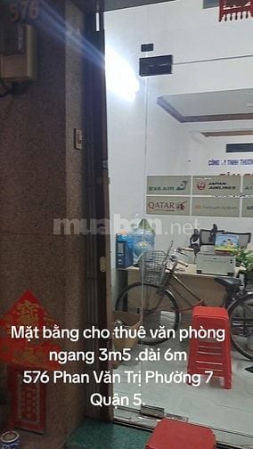 Cho thuê mặt bằng, mặt tiền đường 576 Phan Văn Trị Q5