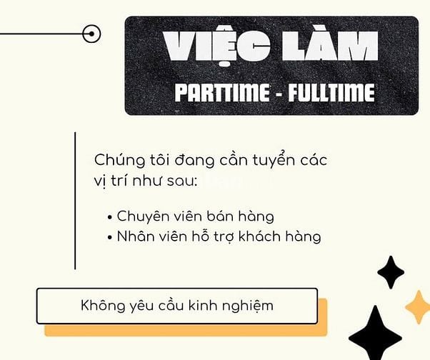 CẦN 2 BẠN NHÂN VIÊN BÁN HÀNG TẠI QUẦY ĐỒ UỐNG ĐÓNG HỘP