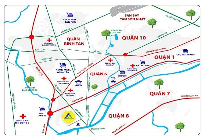 Đất nền ngay AOEN Bình Tân . DT 68m2 - Giá 2.8 tỷ . Sổ Hồng riêng