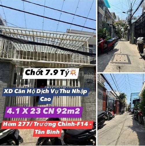 Bán nhà hẻm 277 Trường Chinh, p14, Tân Bình, DT 4.1x23m, giá 7.9 tỷ