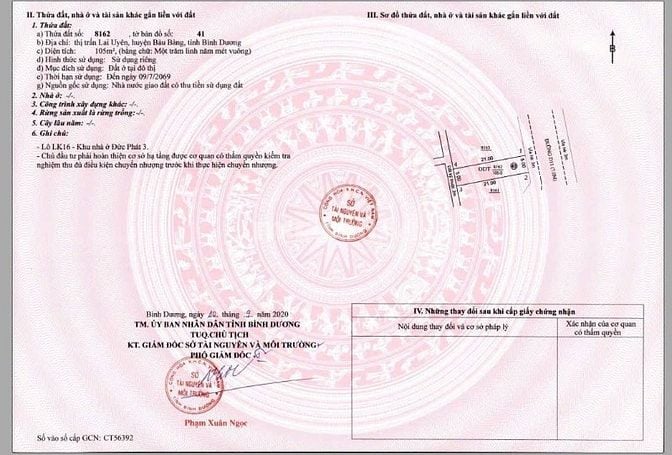 Sổ sẵn gần trung tâm hành chính bàu bàng , diện tích 100m2 giá 850tr