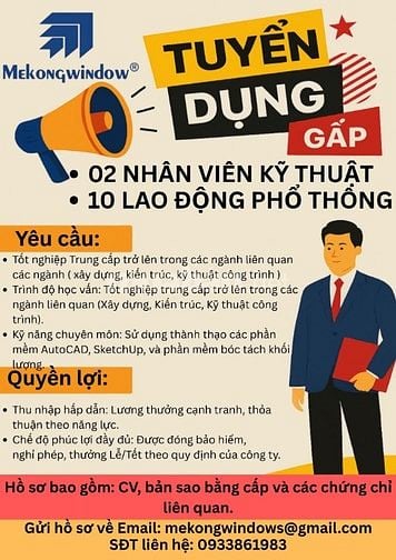 CẦN TUYỂN 02 NHÂN VIÊN KỸ THUẬT