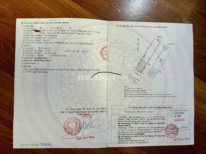 Cần bán nhà mặt tiền đường Lê Văn Sỹ, Phú Nhuận, gần Nhà thờ Ba Chuông