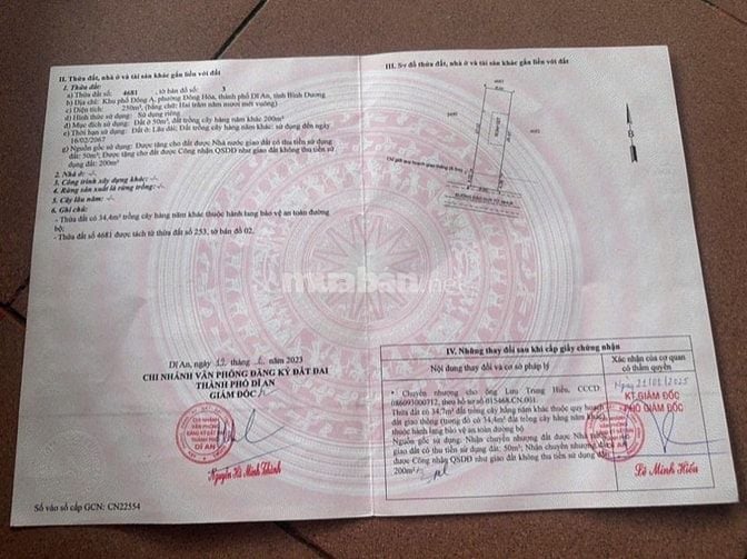 Bán Đất Thành Phố Dĩ An, Đất ngợp giá đầu Tư.