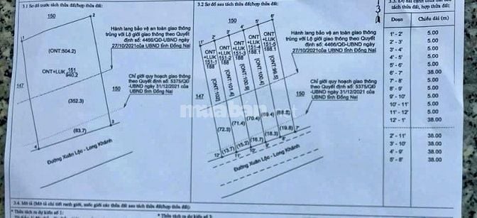 Bán 5 lô mỗi lô 5*38 188m2 sổ mới 2025 2tỷ6 TL 520tr/m MT đường Xuânộc