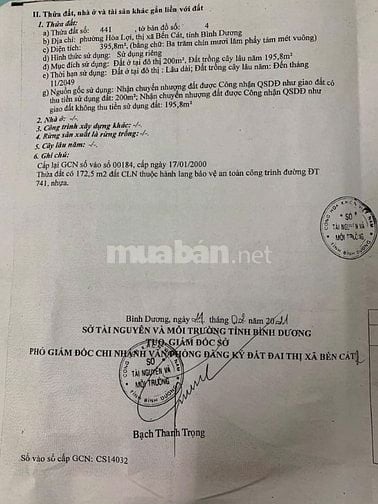 Chính chủ bán đất Mặt Tiền Đường DT 741, Thị Xã Bến Cát, Bình Dương