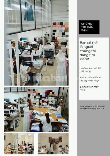 CẦN TUYỂN NHÂN VIÊN LÀM RẬP THỜI TRANG TẠI TÂN PHÚ
