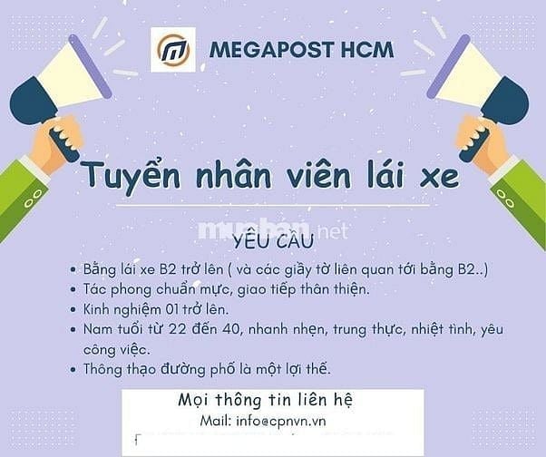MEGAPOST HCM TUYỂN LÁI XE TẢI ĐI LÀM NGAY