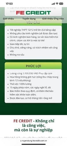 FE CREDIT tuyển NV tư vấn CSKH , giao tiếp tốt - thu nhập cực cao 