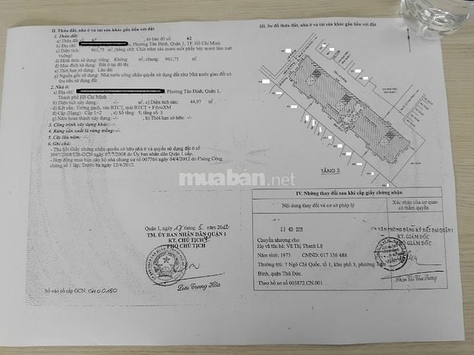 Bán căn hộ lầu 2 c/cư Lý Văn Phức, P.Tân Định, Quận 1 giá 2.15 tỷ 