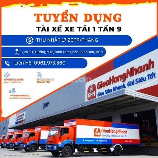 GIAO HÀNG NHANH CẦN GẤP 100 TÀI XẾ XE 1T9