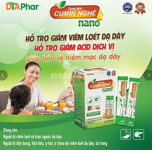 DUNG DỊCH CUMIN NGHỆ NANO HỖ TRỢ VIÊM LOÉT DẠ DÀY HỘP 20 GÓI