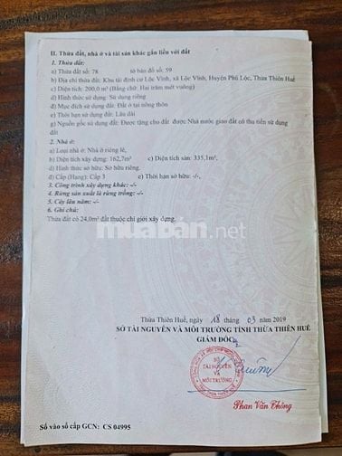CC Cần bán nhà tại khu TĐC Lộc Vĩnh, Phú Lộc, Tp Huế