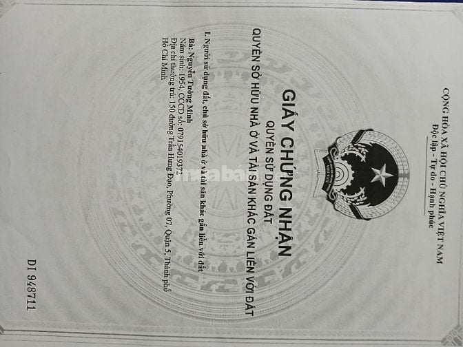 Bán nhà mặt tiền đường Trần Hưng Đạo p 7,Q5