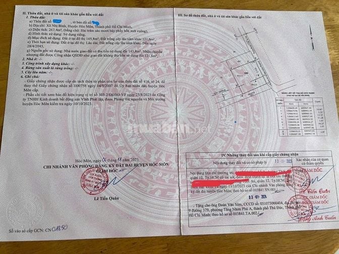 CHÍNH CHỦ BÁN LÔ ĐẤT (BIỆT THỰ VƯỜN) HÓC MÔN GIÁ 3.95 TỶ CÒN BỚT LỘC