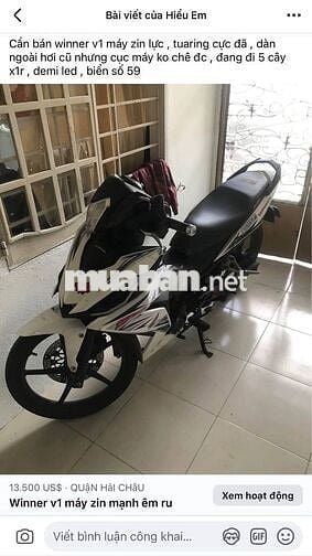 Cần bán winner v1 biển số 59 máy zin lực ,