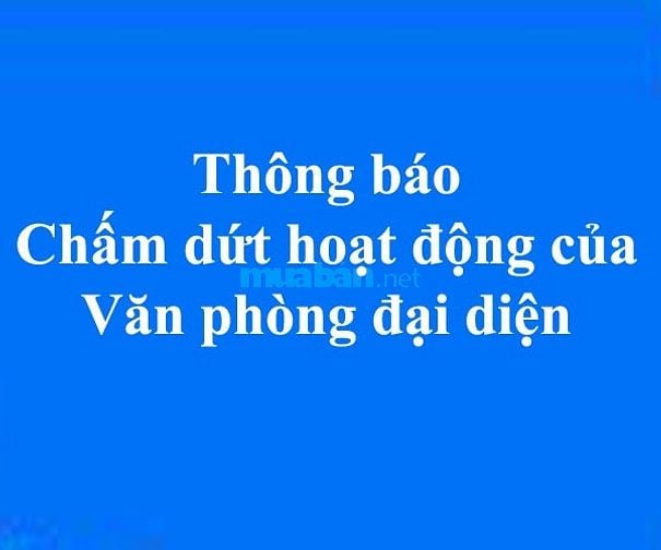 THÔNG BÁO CHẤM DỨT HOẠT ĐỘNG VĂN PHÒNG ĐẠI DIỆN  NISSHO ASTEC CO., LTD