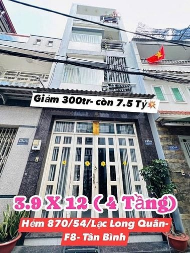 Bán nhà đẹp như hình tại 870/54/10 Lạc Long Quân, 4x12m, 4 tầng, 7,5tỷ
