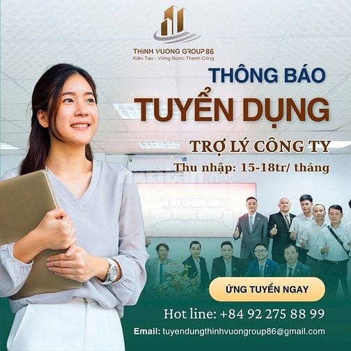 công ty Thịnh Vượng group 86 cần tuyển 1 trợ lý hành chính nhân sự