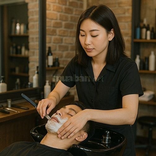 Tiệm tóc nam tuyển nữ gội đầu, massage mặt, thu nhập cao