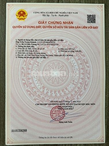Bán gấp lắm 2 lô liền nhau dt 5.5*19m và 8*19m. Thới Tam Thôn hocmon 