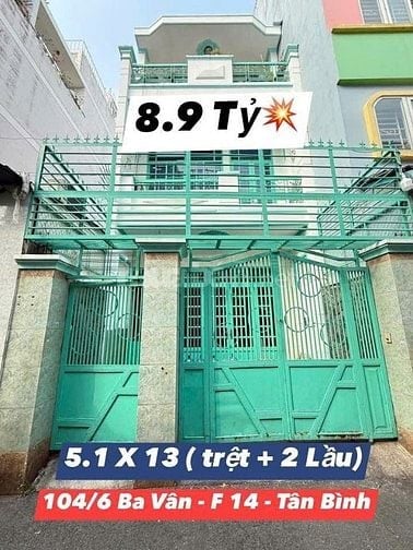 Bán nhà hẻm 5m 104/6 Ba Vân, P.14, Tân Bình, 5,1x13m