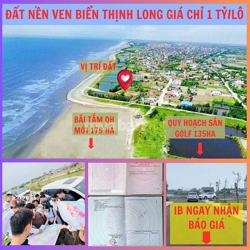 Chỉ hơn 1 tỷ/ lô sở hữu ngay đất mặt biển bãi tắm Thịnh Long, Hải Hậu