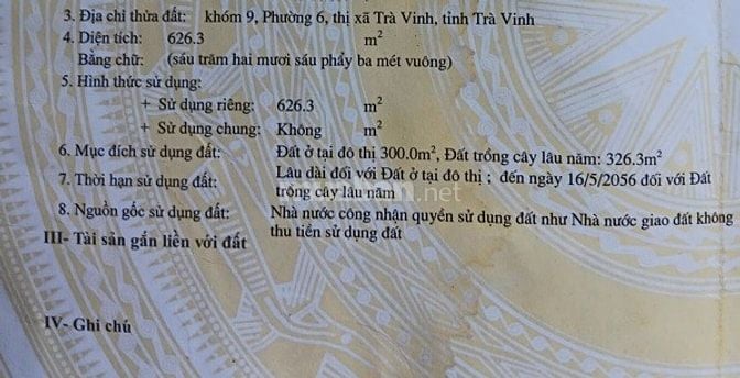 🏡 Bán Đất 626m² Trung Tâm Trà Vinh–Mặt Tiền 27m–phân 5 lô-chỉ 16tr/m2