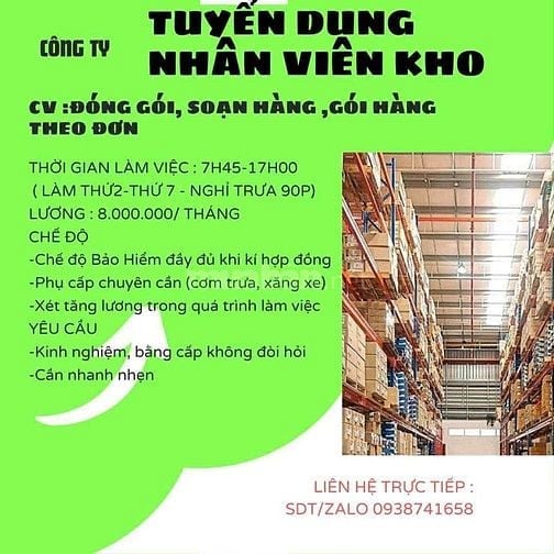 Tuyển dụng nhân viên đóng gói, dán tem .....