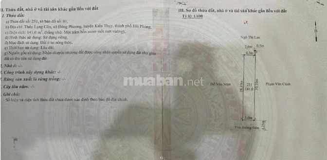 BÁN LÔ ĐẤT MẶT ĐƯỜNG TRỤC THÔN LÀNG CÔN, ĐÔNG PHƯƠNG, KIẾN THỤY