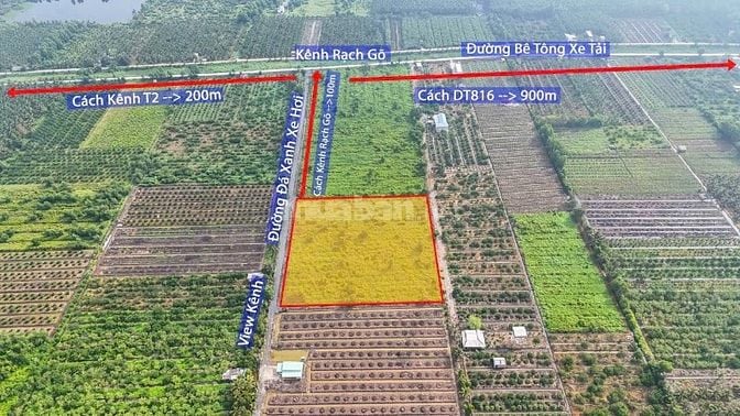 1000m2 đất vườn đg ô tô tải quay đầu, điện nước ngay đất, view kênh. 