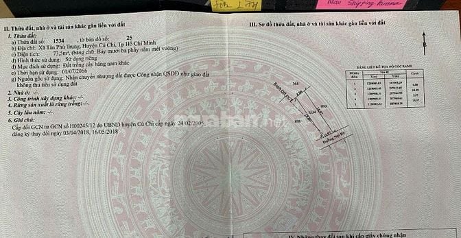 Đất nền tại xã Tân Phú Trung, Củ Chi, Hồ Chí Minh với diện tích 73,5m2