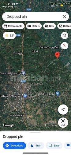 Bán đất thổ cư xã Phú Hoà, Định Quán, Đồng Nai: 122 x 192, giá 62 tỷ