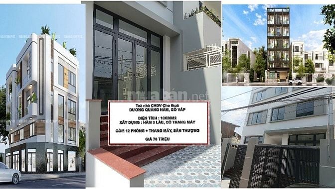 Cho thuê toà nhà CHDV Dương quảng hàm, Gò Vấp. Dtkv 200m2 Hầm 3 lầu TM