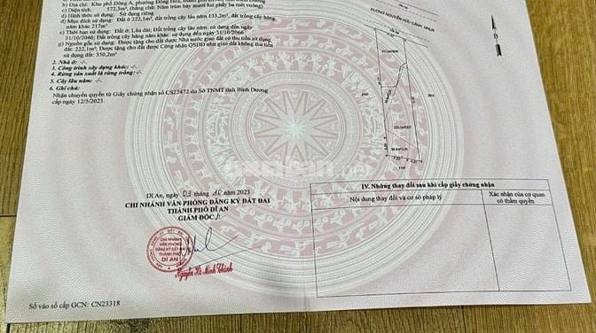 Bán Đất Thành Phố Dĩ An Diện Tích 572 M