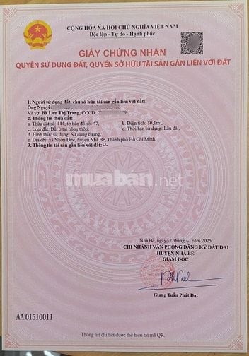 Chính chủ bán đất hẻm nhựa 7m đường Nguyễn Bình