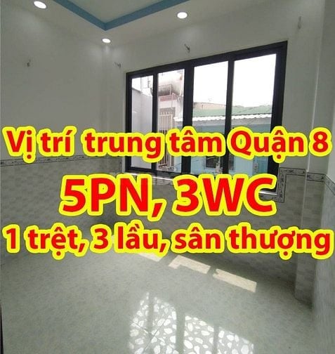 Nhà 4 tầng – 5PN – Gần hẻm xe hơi Dương Bá Trạc, Q.8 – Giá chỉ 3.9 tỷ