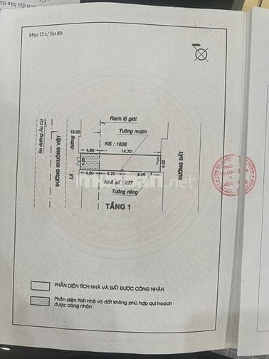 227 Khuông Việt p. Phú trung. Dt 4m x 19.3m. Nhà cấp 4. Nhà 2 mặt tiền